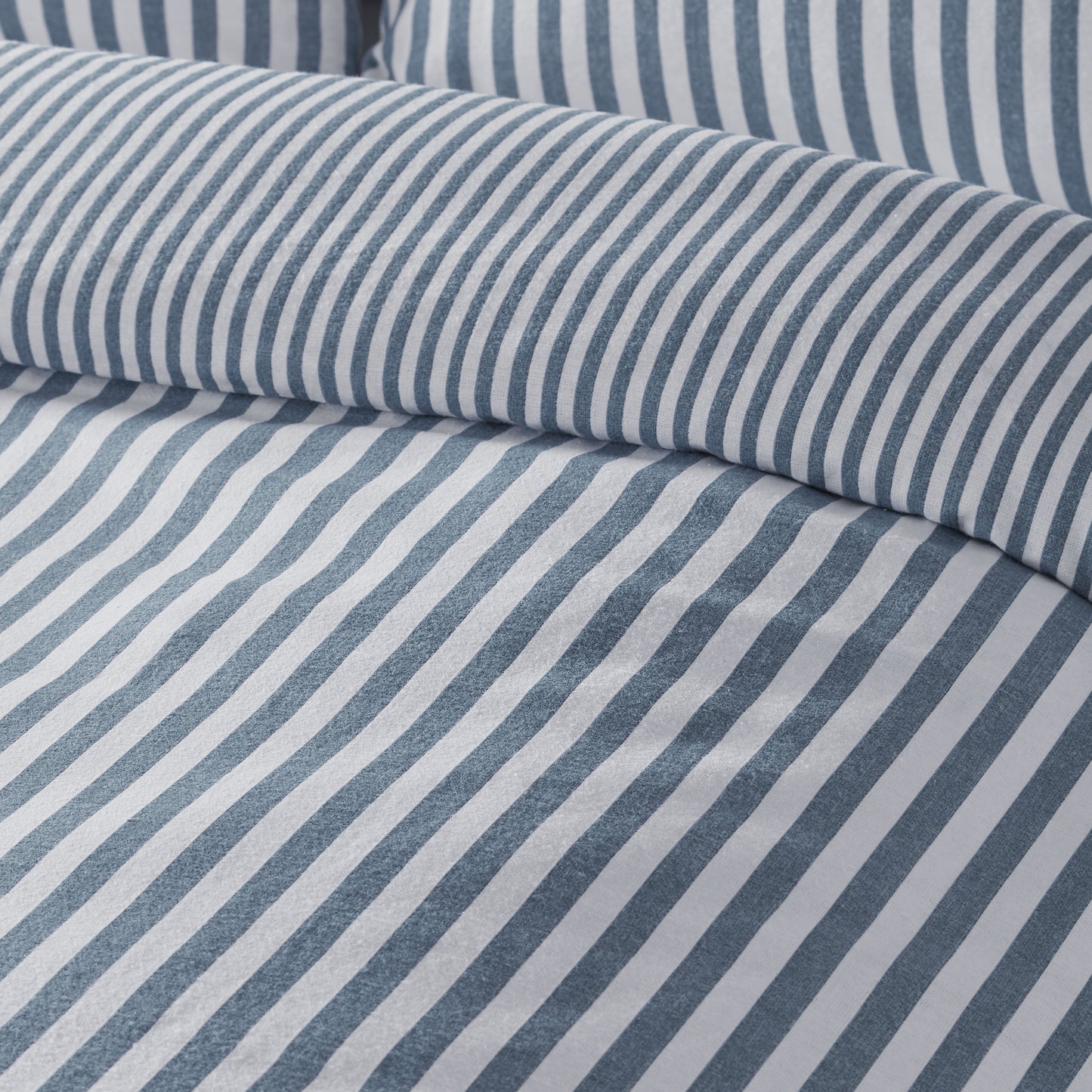 Catherine Lansfield Brushed Stripe Duvet Cover Set - Blue