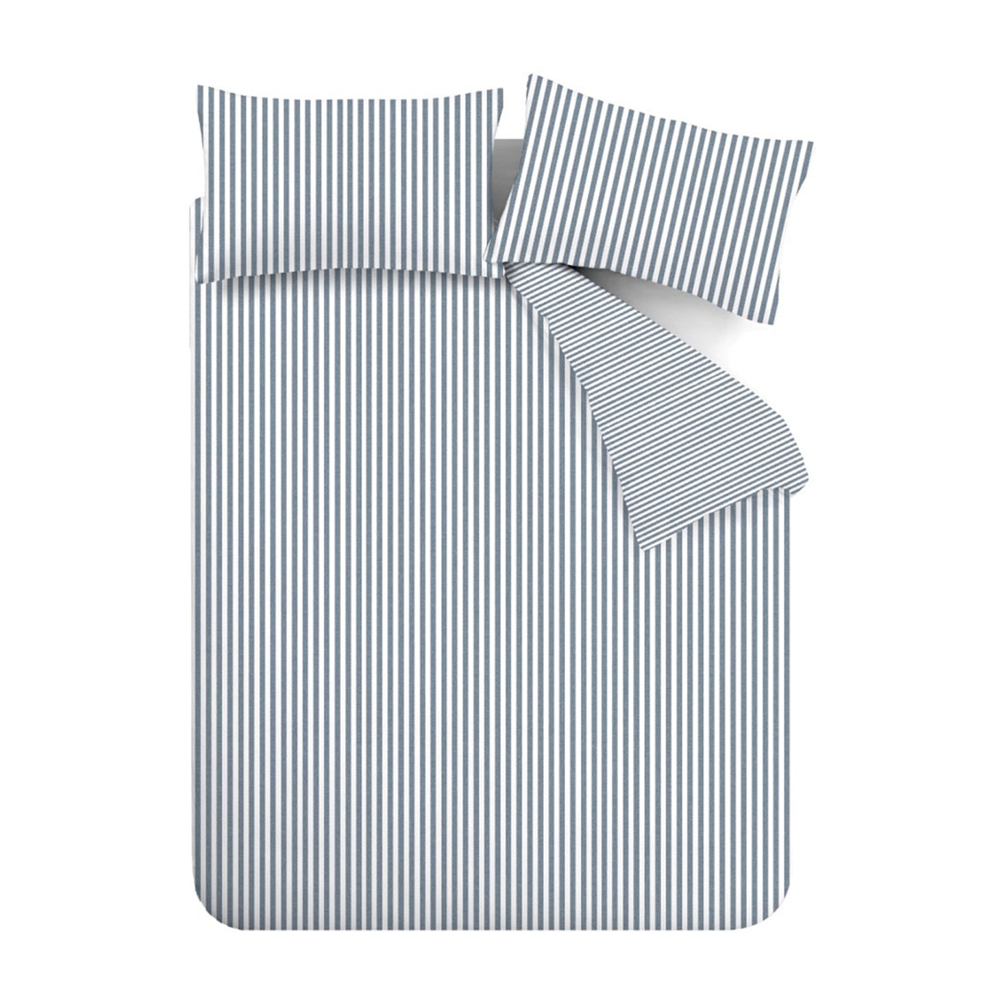 Catherine Lansfield Brushed Stripe Duvet Cover Set - Blue