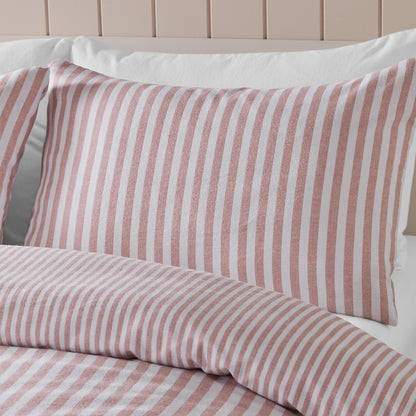 Catherine Lansfield Brushed Stripe Duvet Cover Set - Blush