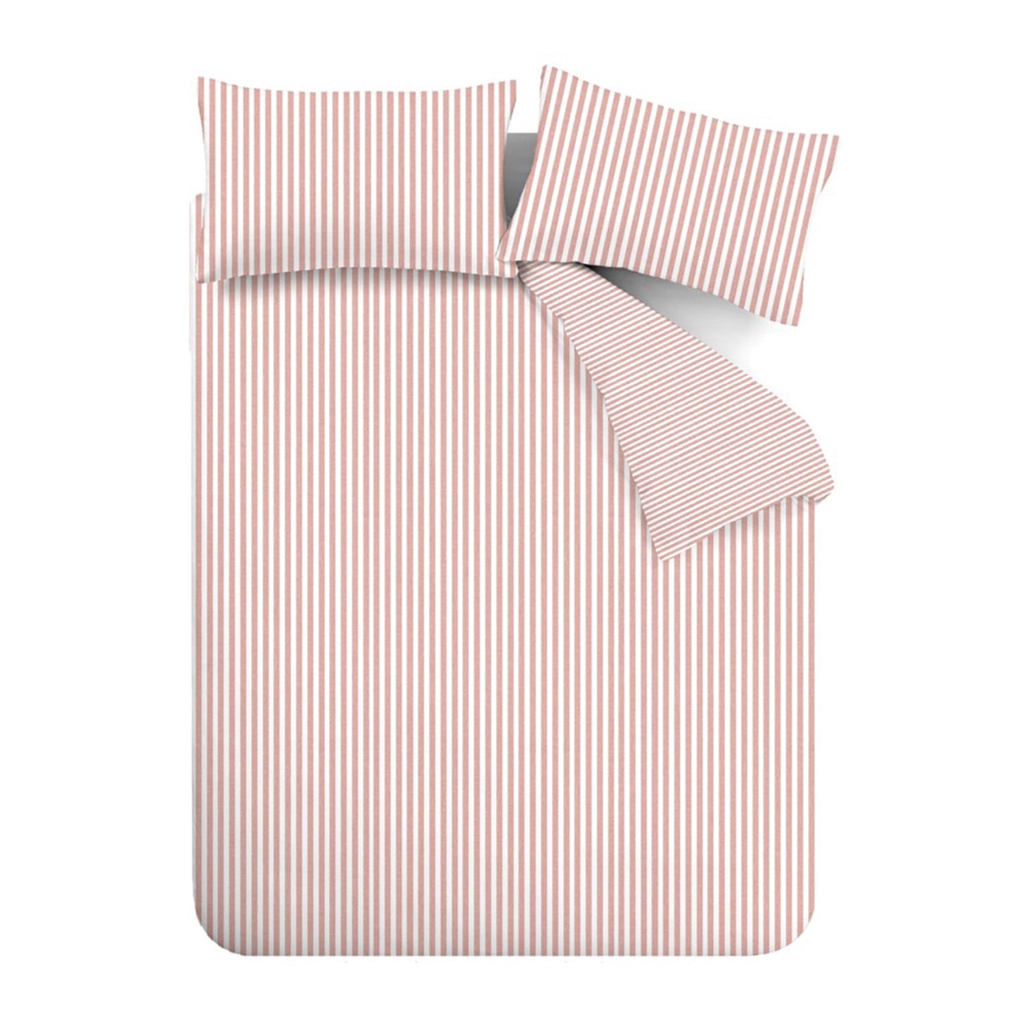 Catherine Lansfield Brushed Stripe Duvet Cover Set - Blush