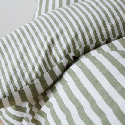 Catherine Lansfield Brushed Stripe Duvet Cover Set - Green