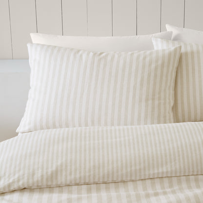 Catherine Lansfield Brushed Stripe Duvet Cover Set - Natural