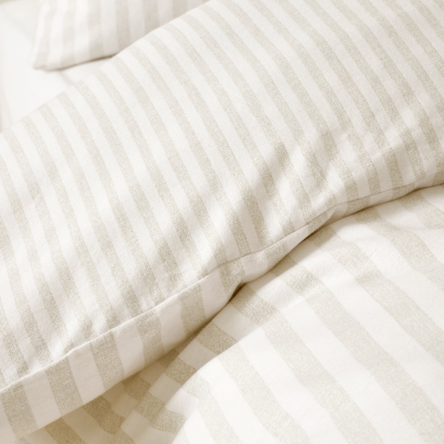Catherine Lansfield Brushed Stripe Duvet Cover Set - Natural