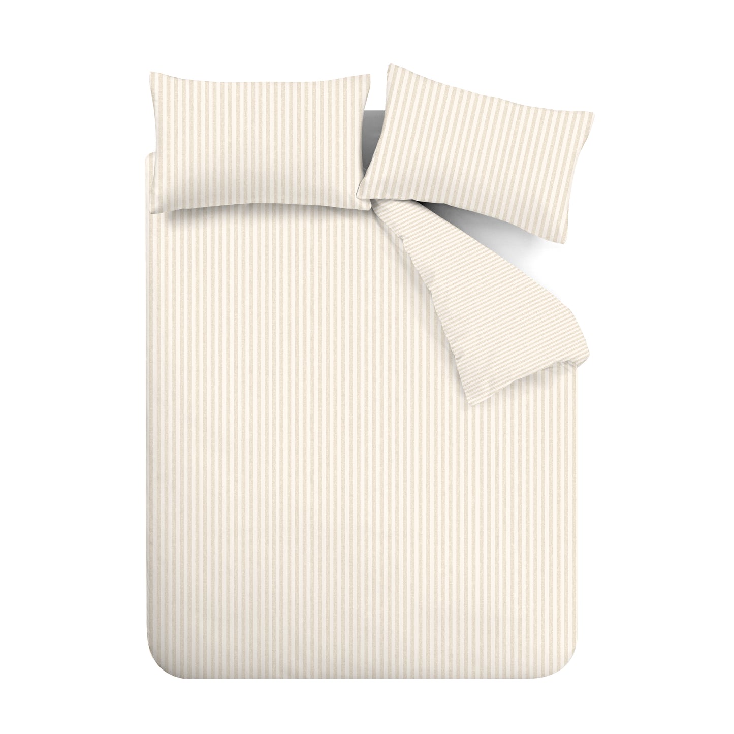 Catherine Lansfield Brushed Stripe Duvet Cover Set - Natural