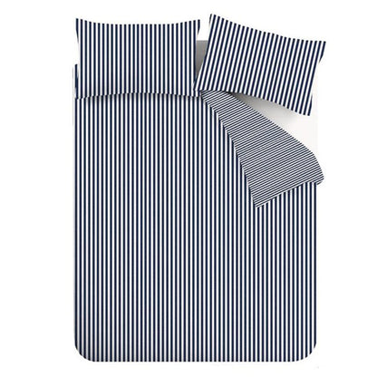 Catherine Lansfield Brushed Stripe Duvet Cover Set - Navy