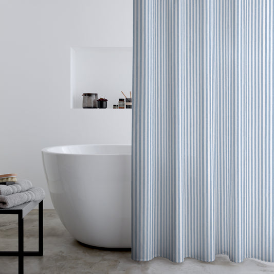 Catherine Lansfield Timeless Stripe Shower Curtain - Blue