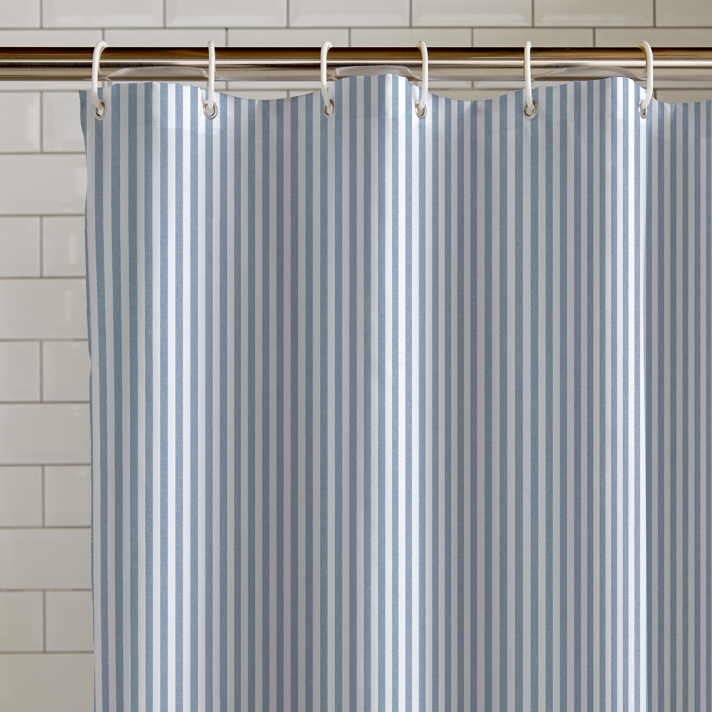 Catherine Lansfield Timeless Stripe Shower Curtain - Blue