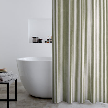 Catherine Lansfield Timeless Stripe Shower Curtain - Green