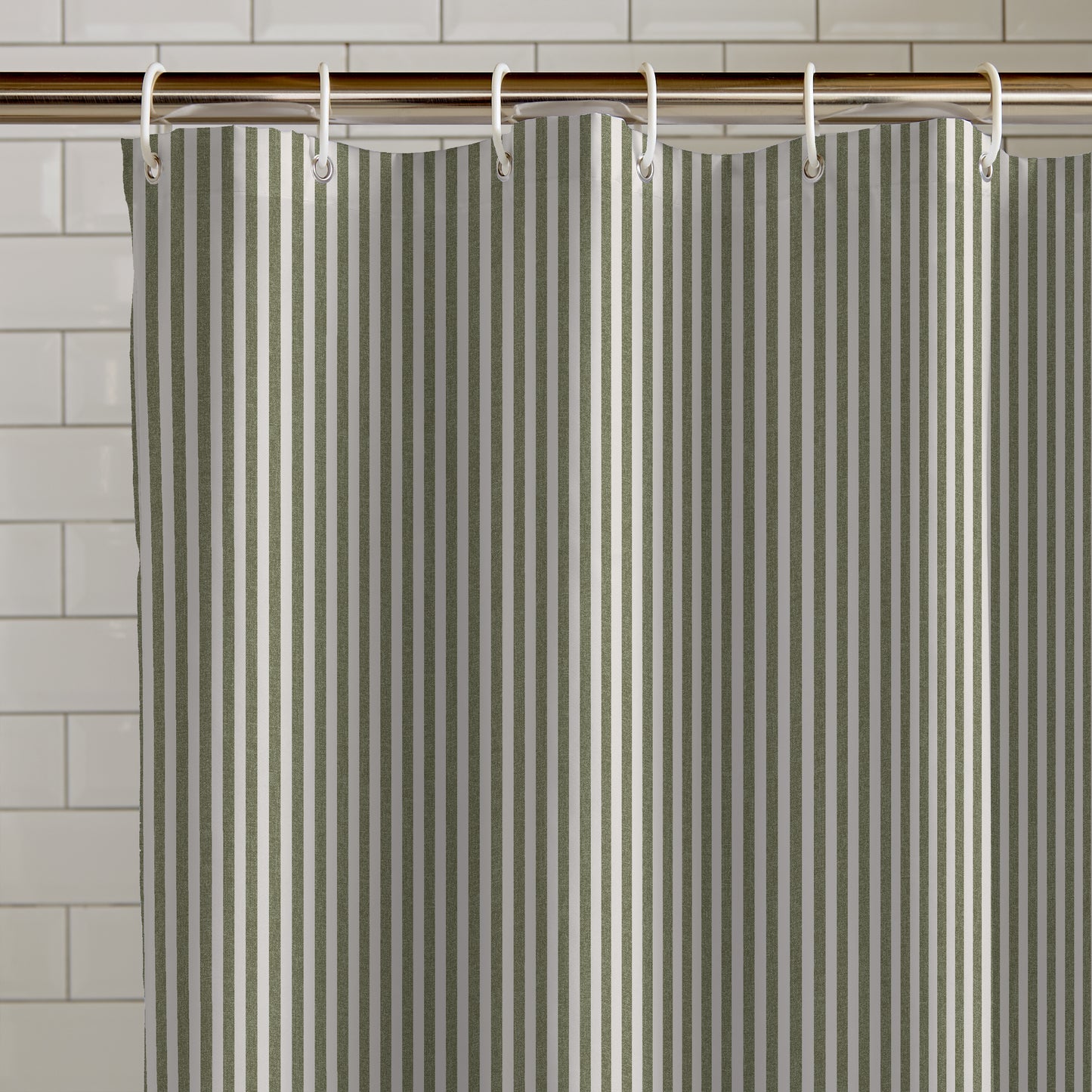 Catherine Lansfield Timeless Stripe Shower Curtain - Green