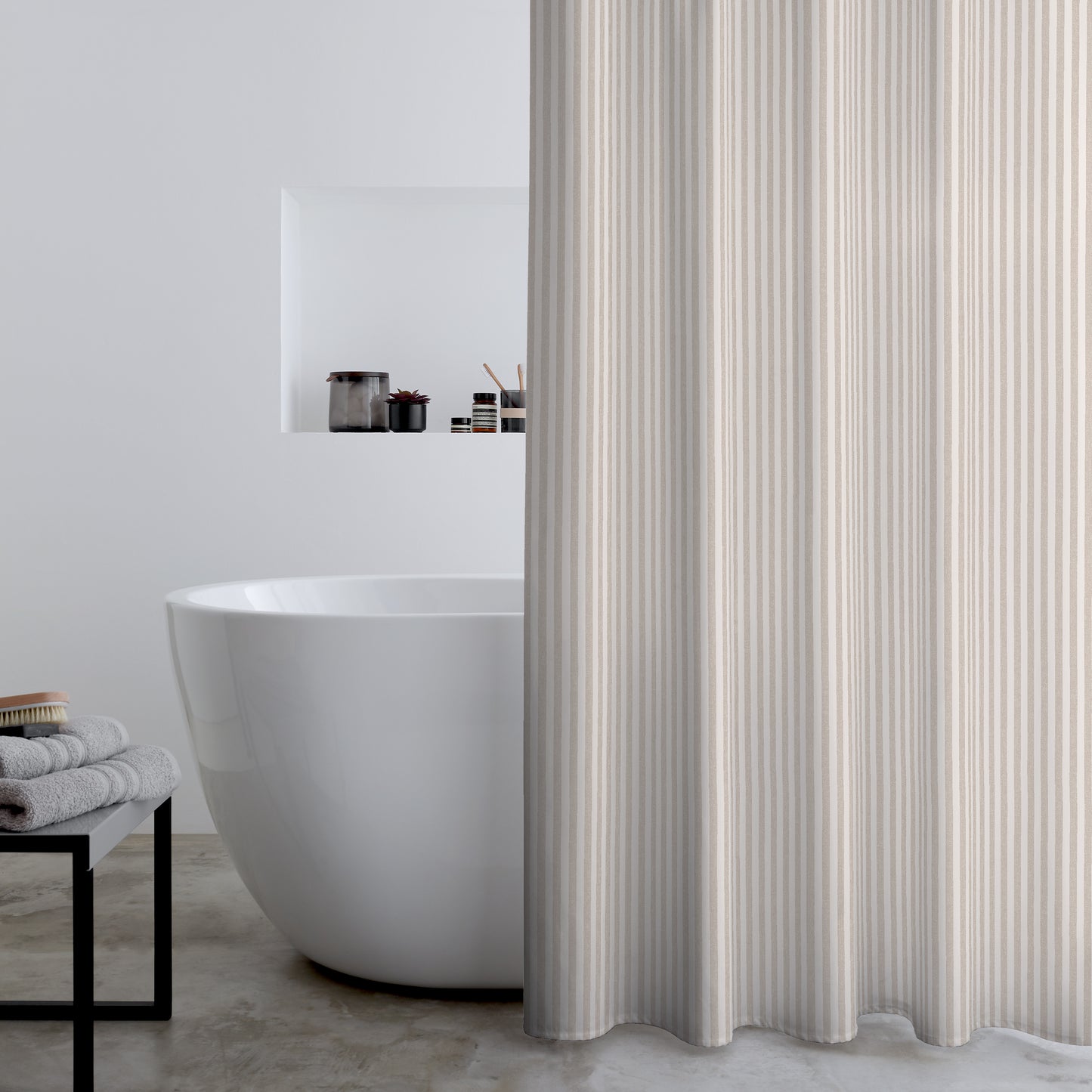 Catherine Lansfield Timeless Stripe Shower Curtain - Natural