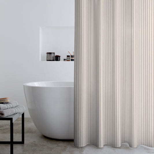 Catherine Lansfield Timeless Stripe Shower Curtain - Natural