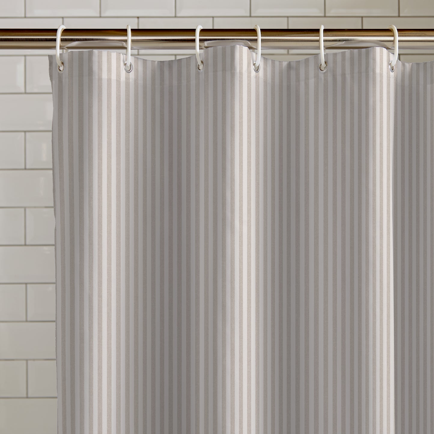 Catherine Lansfield Timeless Stripe Shower Curtain - Natural
