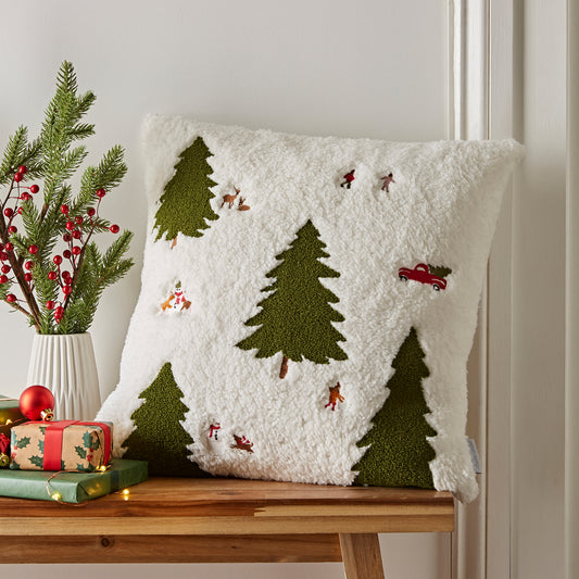 Catherine Lansfield Cosy Boucle Christmas Tree Filled Cushion