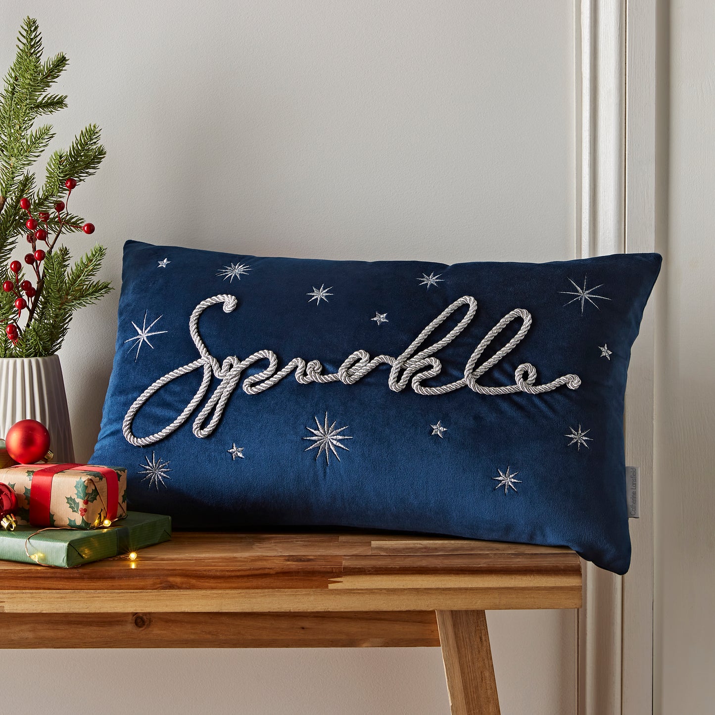 Catherine Lansfield Sparkle Filled Cushion - Blue