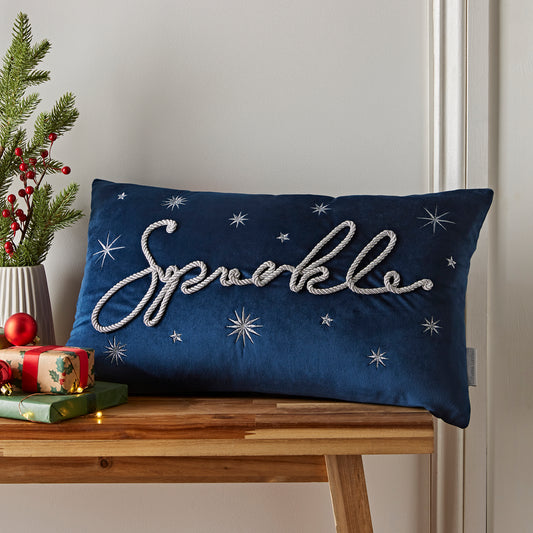 Catherine Lansfield Sparkle Filled Cushion - Blue