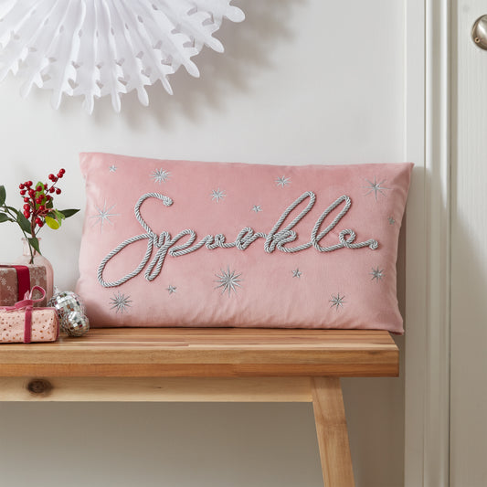 Catherine Lansfield Sparkle Filled Cushion - Pink