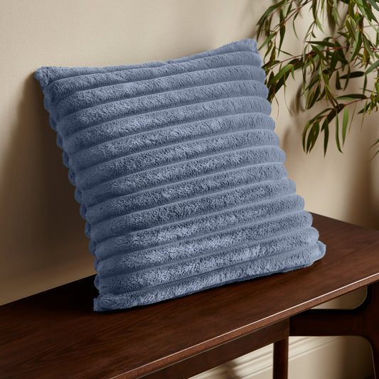 Catherine Lansfield Cosy Ribbed Filled Cushion - Blue