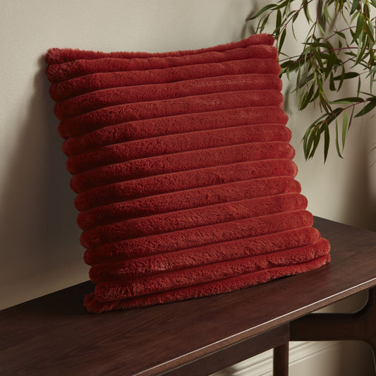 Catherine Lansfield Cosy Ribbed Filled Cushion - Burnt Orange
