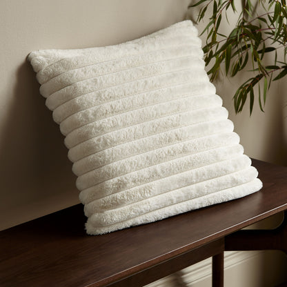 Catherine Lansfield Cosy Ribbed Filled Cushion - Cream