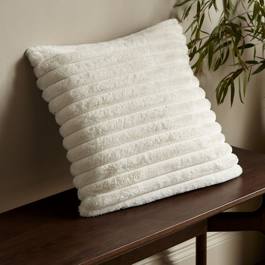 Catherine Lansfield Cosy Ribbed Filled Cushion - Cream