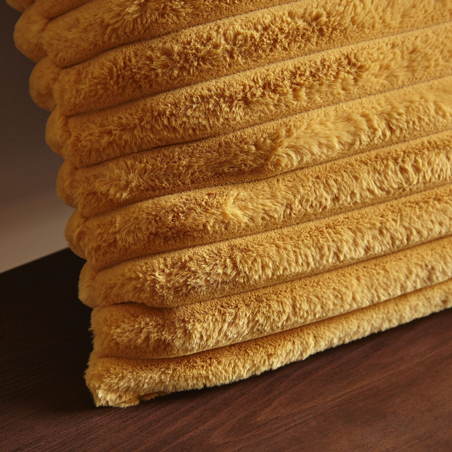 Catherine Lansfield Cosy Ribbed Filled Cushion - Mustard