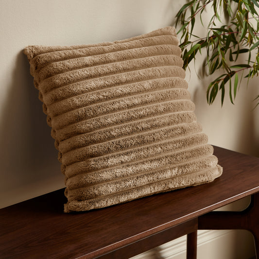 Catherine Lansfield Cosy Ribbed Filled Cushion - Natural