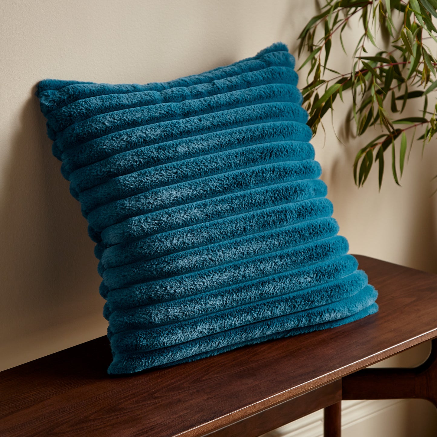 Catherine Lansfield Cosy Ribbed Filled Cushion - Teal