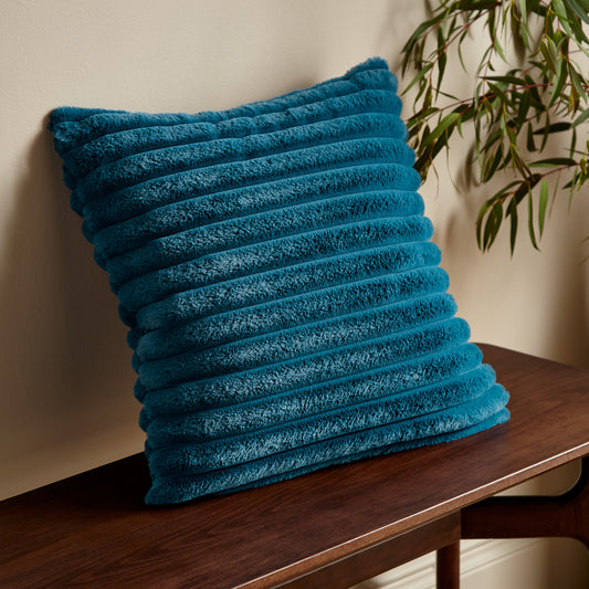 Catherine Lansfield Cosy Ribbed Filled Cushion - Teal