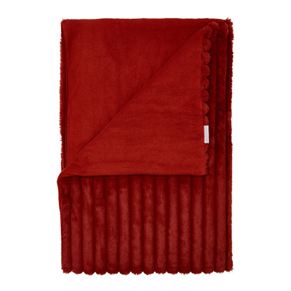 Catherine Lansfield Cosy Ribbed Throw - Burnt Orange