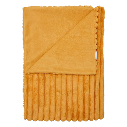 Catherine Lansfield Cosy Ribbed Throw - Mustard