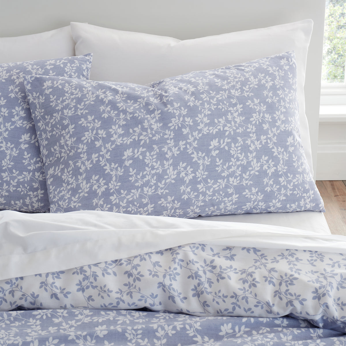Bianca Shadow Leaves Duvet Cover Set - Blue