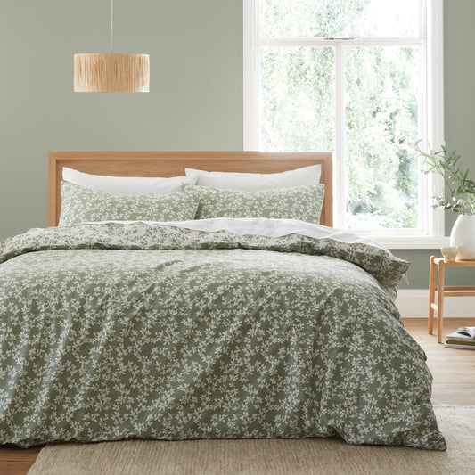Bianca Shadow Leaves Duvet Cover Set - Green