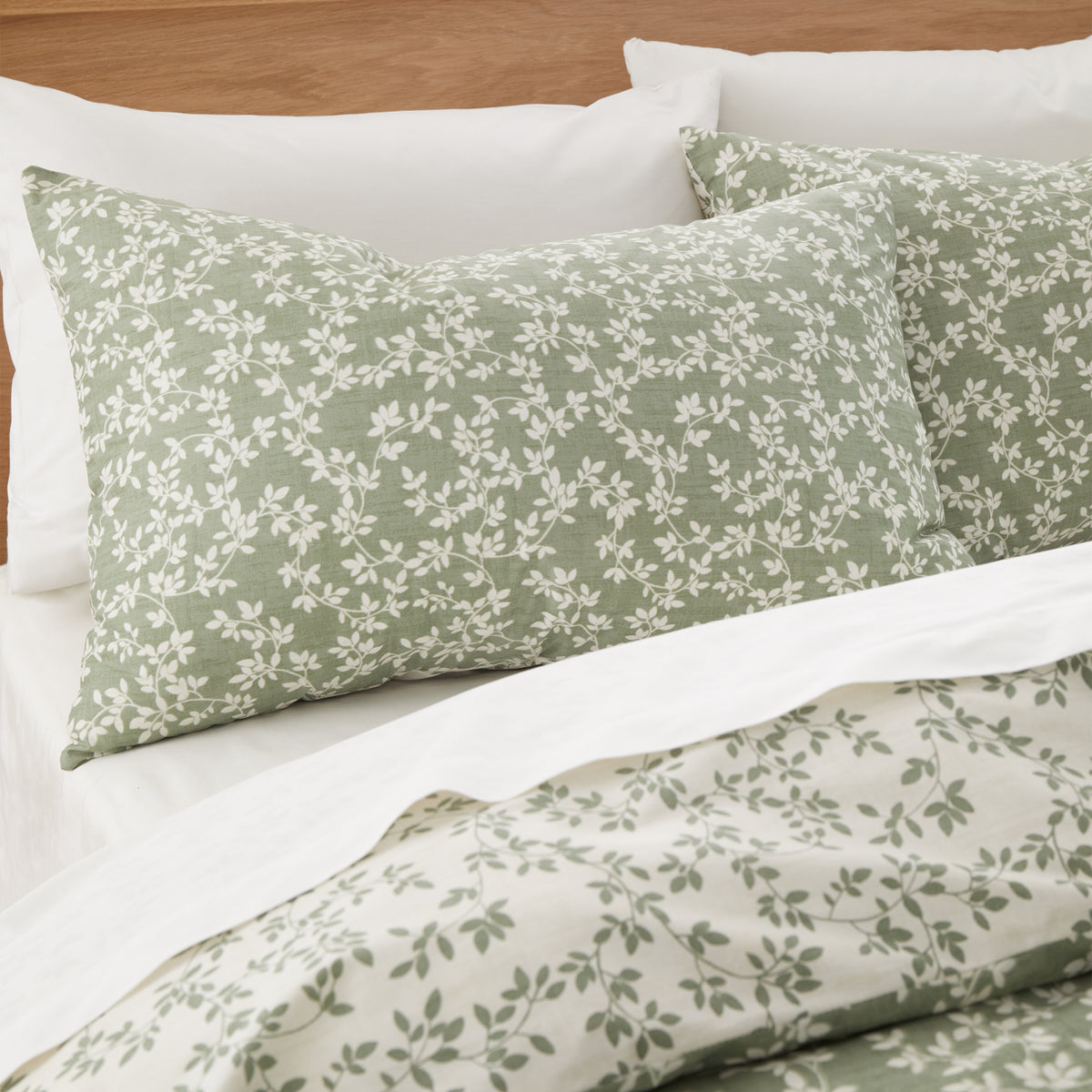 Bianca Shadow Leaves Duvet Cover Set - Green