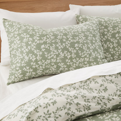 Bianca Shadow Leaves Duvet Cover Set - Green