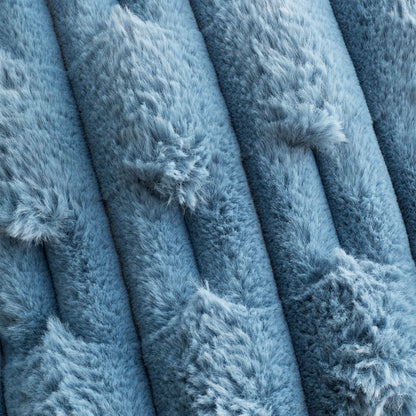 Bianca Carved Faux Fur Throw - Blue