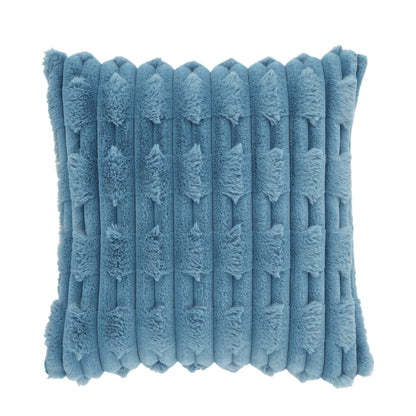 Bianca Carved Faux Fur Filled Cushion - Blue