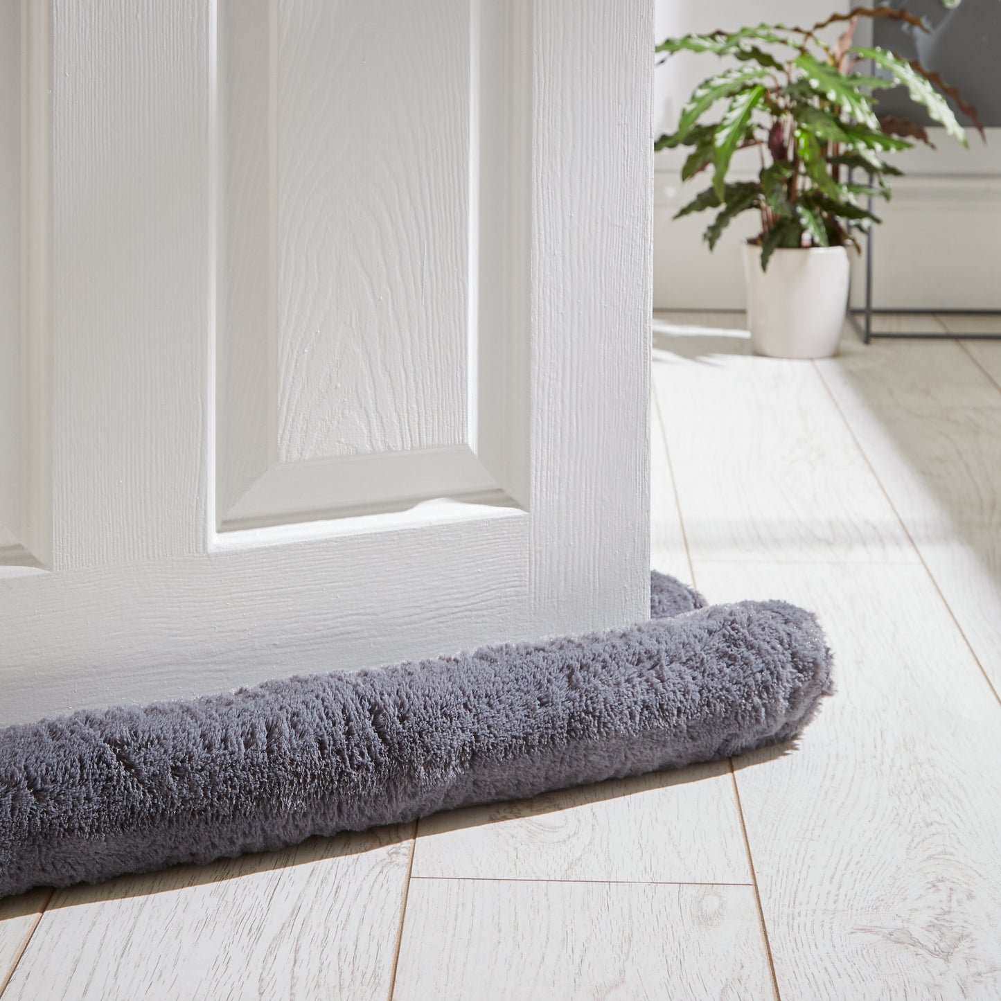 Catherine Lansfield Faux Fur Double-Sided Draught Excluder - Charcoal
