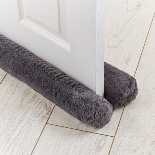 Catherine Lansfield Faux Fur Double-Sided Draught Excluder - Charcoal