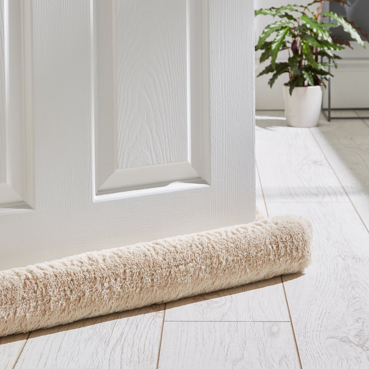 Catherine Lansfield Faux Fur Double-Sided Draught Excluder - Natural