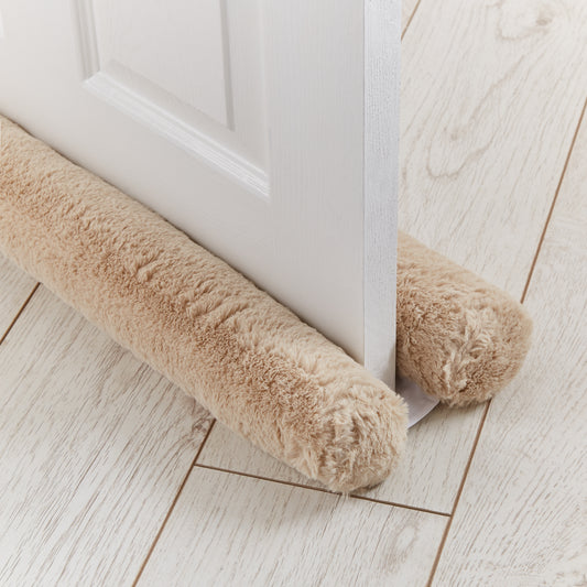 Catherine Lansfield Faux Fur Double-Sided Draught Excluder - Natural