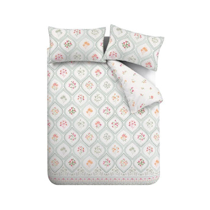 Catherine Lansfield Cameo Floral Duvet Cover Set - Soft Green