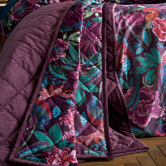 Bridgerton Kate Floral Bedspread - Plum