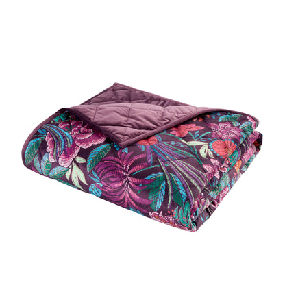 Bridgerton Kate Floral Bedspread - Plum