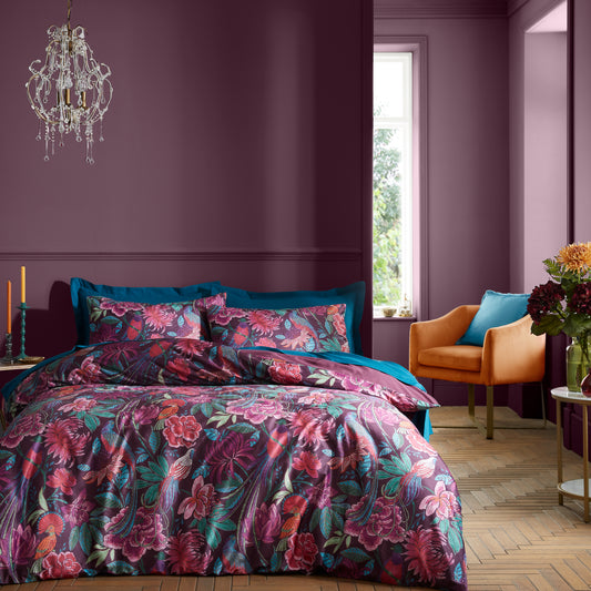 Bridgerton Kate Floral Duvet Cover Set - Plum