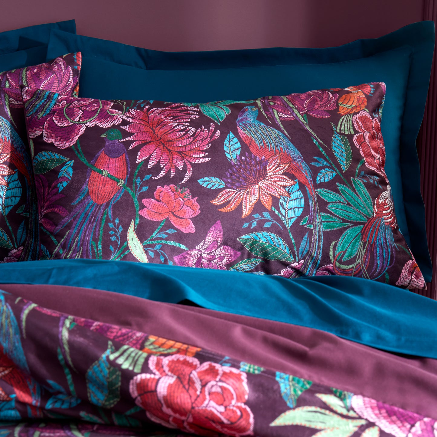 Bridgerton Kate Floral Duvet Cover Set - Plum