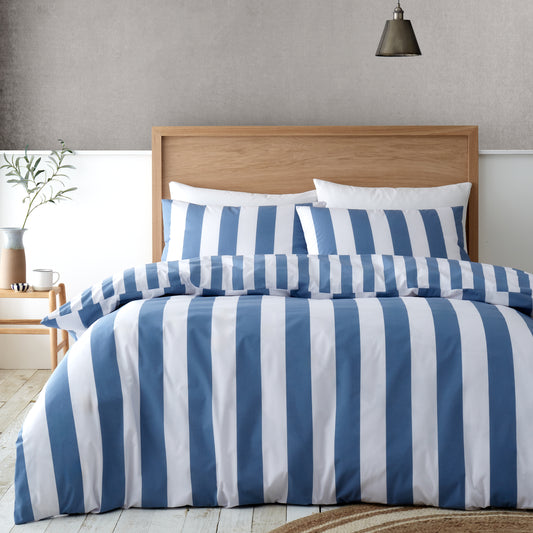 Catherine Lansfield Cove Stripe Duvet Cover Set - Blue