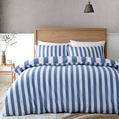 Catherine Lansfield Cove Stripe Duvet Cover Set - Blue