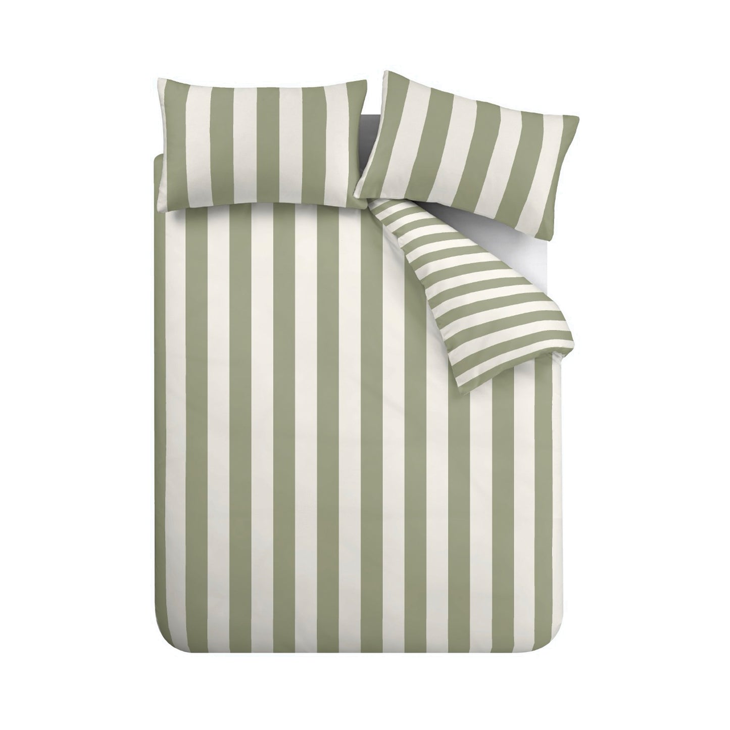 Catherine Lansfield Cove Stripe Duvet Cover Set - Green