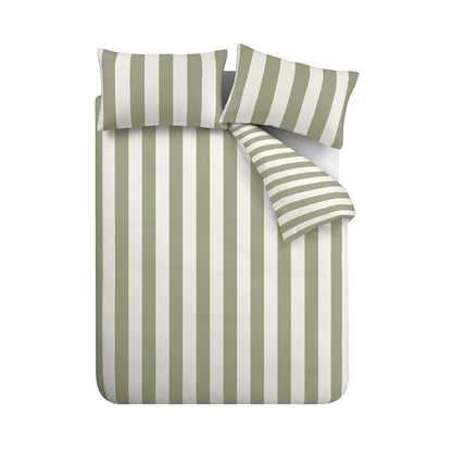 Catherine Lansfield Cove Stripe Duvet Cover Set - Green