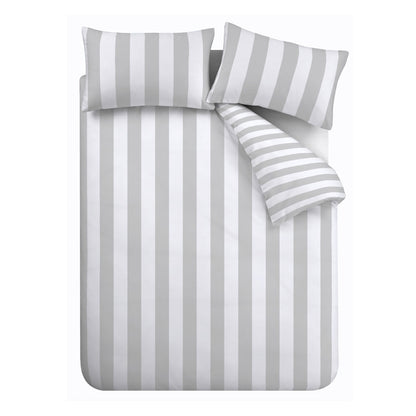 Catherine Lansfield Cove Stripe Duvet Cover Set - Silver